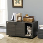 PawHut - Enclos pour bac à litière pour chat d’intérieur avec tapis à griffer - noir-Une double porte permet un accès pratique au bac à litière pour le nettoyage 