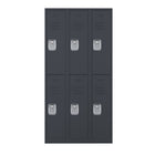 Ceha - Série RH, batterie de 3, casier 2 niveaux avec aérations à persiennes - poignée encastrée, gris graphite-Conçu pour résister à une utilisation intensive quotidienne