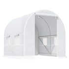 Outsunny - serre tunnel 8 pi x 6,6 pi x 6,6 pi avec porte et fenêtre de ventilation, blanc- Le cadre en tubes d’acier galvanisé offre stabilité et soutien  
