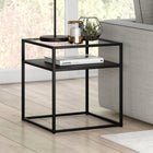 Hudson&Canal - Table d'appoint carrée Ada 20 po de largeur - Bronze noirci-Finition bronze noirci artisanale appliquée sur le cadre en acier
