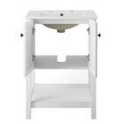 Modway - Steam 24" Vanette de salle de bain - Blanc blanc-Trous de robinet centraux 8"