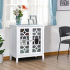 HOMCOM - Buffet vitrine 29,7 po L avec portes vitrées à double cadre - blanc-Équipée de 2 étagères réglables pour s'adapter à des objets de différentes hauteurs 