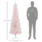 HOMCOM - Arbre de Noël artificiel fin floqué de neige artificielle 6pi-L'arbre en forme fine est peu encombrant 