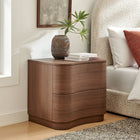 Modway - Mirae 2 tiroirs Table de chevet courbée, Chêne brun brossé-Finition stratifiée de grain de bois