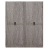 Manhattan Comfort - Ensemble de rangement moderne Hopkins 59,22 po 2 pièces à 8 étagères - Gris-Ensemble moderne autoportant de 2 pièces comprenant une armoire-penderie sectionnelle à 1 compartiment avec 4 grandes étagères pour chambre et rangement