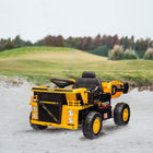 Qaba - Voiture électrique pour enfants 12V, véhicule de chantier avec benne basculante électrique - jaune-Suspension à ressorts sur les quatre roues pour des trajets en douceur 