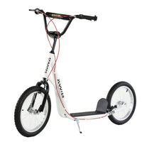 Aosom - Trottinette de rue pour jeunes avec roue gonflable de 16 po, doubles freins - blanc-Aide votre enfant à améliorer son sens de l’équilibre et à renforcer sa force 