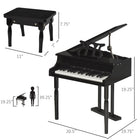 HOMCOM - Piano moderne pour enfants - 30 touches - jouet mini - noir - lot de 2-Livré avec un banc et un pupitre 