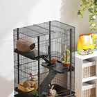 PawHut - Cage pour furet 47 po H - grande cage à cochons d’Inde à 4 niveaux avec roulettes-Bac profond de 5,9 po (15 cm) compatible avec différents types de litière 