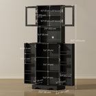 HOMCOM - Armoire de cuisine 71 po avec 8 étagères de porte - noir-Portes en acrylique transparent offrant du style et une visibilité claire de vos objets à l’intérieur 