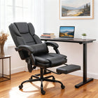 HOMCOM - Fauteuil de bureau avec massage - chaise de bureau inclinable - noir-Dossier haut, coussin lombaire indépendant, accoudoirs reliés épousant la ligne de votre corps 