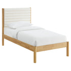 Modway - Olea Bois massif Boucle à touffes de canal Lit à plateforme jumelle, Feather Oak-Soutient des matelas jusqu’à 10 pouces d’épaisseur