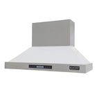 KUCHT KRH4815-W 48 po Hotte murale professionnelle - 1200 CFM - Acier inoxydable/Blanc-Équipée de quatre lampes DEL de 1,5 W, cette hotte professionnelle au design sans couture offre une meilleure visibilité pendant la cuisson et rehausse l’esthétique de votre cuisinière Kucht professionnelle.