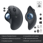Logitech ERGO M575 Trackball - Souris sans fil avec molette de pouce - Noir-Jusqu'à 24 mois d’utilisation avec une seule pile AA et un récepteur USB. Vous irez jusqu'à oublier que votre souris sans fil Logitech M575 consomme de la batterie