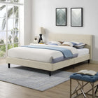 Modway - Anya Tissu Lit Queen, Beige-Système de support en bois de peuplier à lattes
