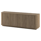 Hudson&Canal - Meuble TV Canton pour téléviseurs jusqu'à 75 pouces - Chêne gris vieilli-Le dessus a une capacité de poids de 75 lb, les étagères inférieures peuvent supporter 20 lb chacune