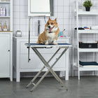 PawHut - Table de Toilettage pour Chiens Pliable pour Chiens de Taille Moyenne - Bleu-Plateau en caoutchouc texturé empêchant les objets de glisser