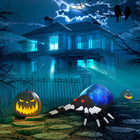 HOMCOM - Décoration de pelouse gonflable éclairée d'extérieur de 63" de long pour Halloween - - bleu - noir - blanc-Se gonfle automatiquement en quelques minutes lorsqu'il est branché sur n'importe quelle prise électrique standard  