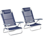 Outsunny - Ensemble de 2 chaises de camping portables, bleu foncé-Lot de 2 chaises de plage pour se détendre avec un ami au bord de la mer  