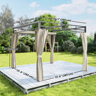 Outsunny - Tonnelle Extérieur, Pergola avec Auvent Rétractable et Rideaux - 10 pi x 10 pi - Beige-Les trous de drainage empêchent la stagnation de l’eau 