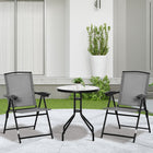Outsunny - Ensemble bistro de patio pliant avec chaises et table ronde-Le plateau de la table en verre trempé est solide et facile à nettoyer 