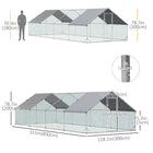 PawHut - Grand poulailler galvanisé, enclos avec accès piéton 9,8 pi x 26,2 pi x 6,6 pi-Construction robuste en acier galvanisé massif 