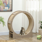 PawHut - Roue pour chat 36 po d’intérieur avec frein, griffoirs - noyer-La couche intérieure du grattoir augmente la friction et satisfait les instincts de votre chat 