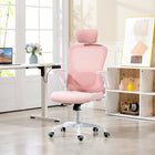HOMCOM - Chaise de bureau ergonomique avec soutien lombaire 4d - rose-Accoudoirs rabattables pour gagner de la place et permettre le rangement sous le bureau 