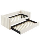 Modway - Veyla Chenal Touffé Boucle Lit de jour jumelle avec Trundle, Nuage-Capacité de poids : 300 lb