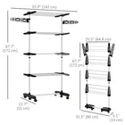 HOMCOM - Séchoir à vêtements 4 niveaux avec ailes latérales et roulettes pour intérieur/extérieur - noir-Structure en acier inoxydable offrant un excellent soutien 