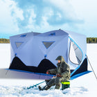 Outsunny - Tente De Pêche Sur Glace Isolée 8 Personnes, Pop-Up, Pour -22℉- Bleu-Livrée avec un sac de transport pour ranger la tente de pêche sur glace et faciliter le déplacement 
