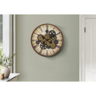 Monarch Specialties - Horloge - 20 po Rond - Mécanisme D'Engrenage - Horloge Murale - Brun - Transitionnel-Cadre en plastique brun durable avec garniture dorée et mécanisme anti-bruit, idéal pour maintenir une ambiance silencieuse