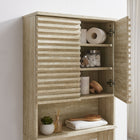 Modway - Render Par-dessus les toilettes Faux travertin Armoire de rangement de salle de bain in Travertin-Charnières à fermeture douce