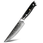 Minimal - Ensemble de couteaux à steak Damascus Black G10 de 4 pièces, service pour 4 personnes-Trempé sous vide pour une dureté ultime de 60-62 HRC