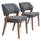 Zuo - Sunobu Chaise de salle à manger - Gris azur/Noyer - Ensemble de 2-Assemblage requis