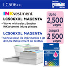Brother - LC506XXLYS Cartouche d’encre jaune authentique à très haut rendement-Les cartouches d’encre magenta à très haut rendement LC506XXLMS authentiques de Brother offrent des résultats fiables et constants