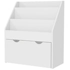 Qaba - Bibliothèque pour enfants avec étagères d’exposition à 3 niveaux, tiroir pour chambre de bébé - blanc-Grand espace de rangement avec trois étagères et un tiroir pour l’organisation  
