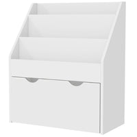 Qaba - Bibliothèque pour enfants avec étagères d’exposition à 3 niveaux, tiroir pour chambre de bébé - blanc-Grand espace de rangement avec trois étagères et un tiroir pour l’organisation  
