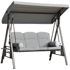 Outsunny balançoire de porche 3 places robuste avec auvent inclinable, gris clair-Balançoire d'extérieur autoportante robuste pouvant accueillir confortablement 3 personnes pour une expérience de détente
