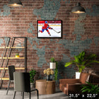 Nick Suzuki Montreal Canadiens Shooting Follow Through sur toile - Toile encadree - 31" x 22"-Sous licence officielle de la LNH et de l'AJLNH