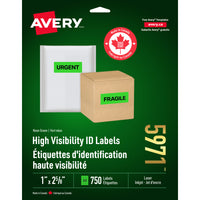 Avery - Étiquettes voyantes, vert fluo, laser/jet d'encre, 2-5/8" x 1", 750/pqt-Faciles à personnaliser avec les gabarits et les dessins gratuits dans le logiciel Création et impression en ligne Avery