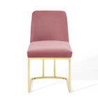Modway - Amplify Base de traîneau Performance Velvet Fauteuil d’appoint de salle à manger - Rose Poussiéreuse d’Or-8