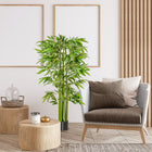 HOMCOM - Arbre de bambou artificiel 5,3 pi pour décoration intérieure - vert-Dotée de 975 feuilles pour un aspect réaliste 