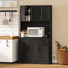 HOMCOM - Armoire de garde-manger 71 po avec station de charge - noir-Deux étagères réglables personnalisent l’espace pour répondre à vos besoins de rangement 