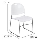 Flash Furniture - Chaise ultra-compacte empilable blanche de la série HERCULES avec une et cadre enduit de poudre argentée-Garantie à vie limitée sur le cadre