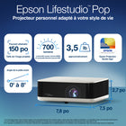 Epson - Projecteur style de vie personnel HD intégrale Lifestudio Pop avec technologie Sound by Bose - Blanc-Projecteur compact et polyvalent - conception moderne compacte et élégante permettant de projeter dans presque tout environnement avec facilité et style