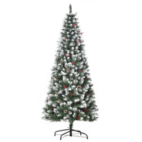 HOMCOM - Sapin de Noël floqué avec baies rouges - pommes de pin - vert-Décoré de baies rouges et de pommes de pin pour un look luxueux 