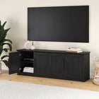 Hudson&Canal - Meuble TV Thornwell pour téléviseurs jusqu'à 78" - Grain noir-Dimensions du produit : 15,75" L x 70" l x 24" H