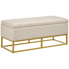 HOMCOM - Banc ottoman de rangement rembourré à dessus rabattable - beige-Décoration d'intérieur multifonctionnelle, peut être utilisée comme tabouret à chaussures, banc de bout de lit ou banc d'entrée   