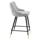 Modway - Adorn Performance Velvet Tabouret de comptoir - Gris clair-Jambes noires effilées